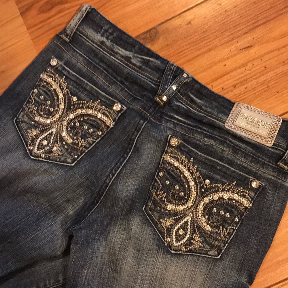 Grace in LA rhinestone studded jeans